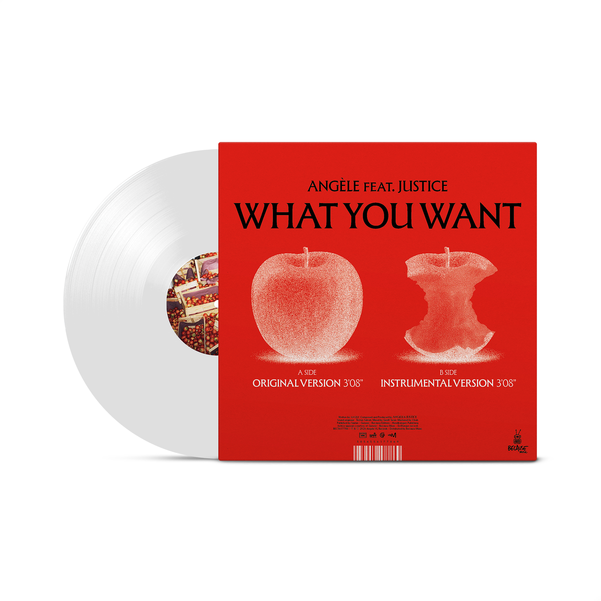 Single “What You Want" Feat. Justice clear 33rpm vinyl